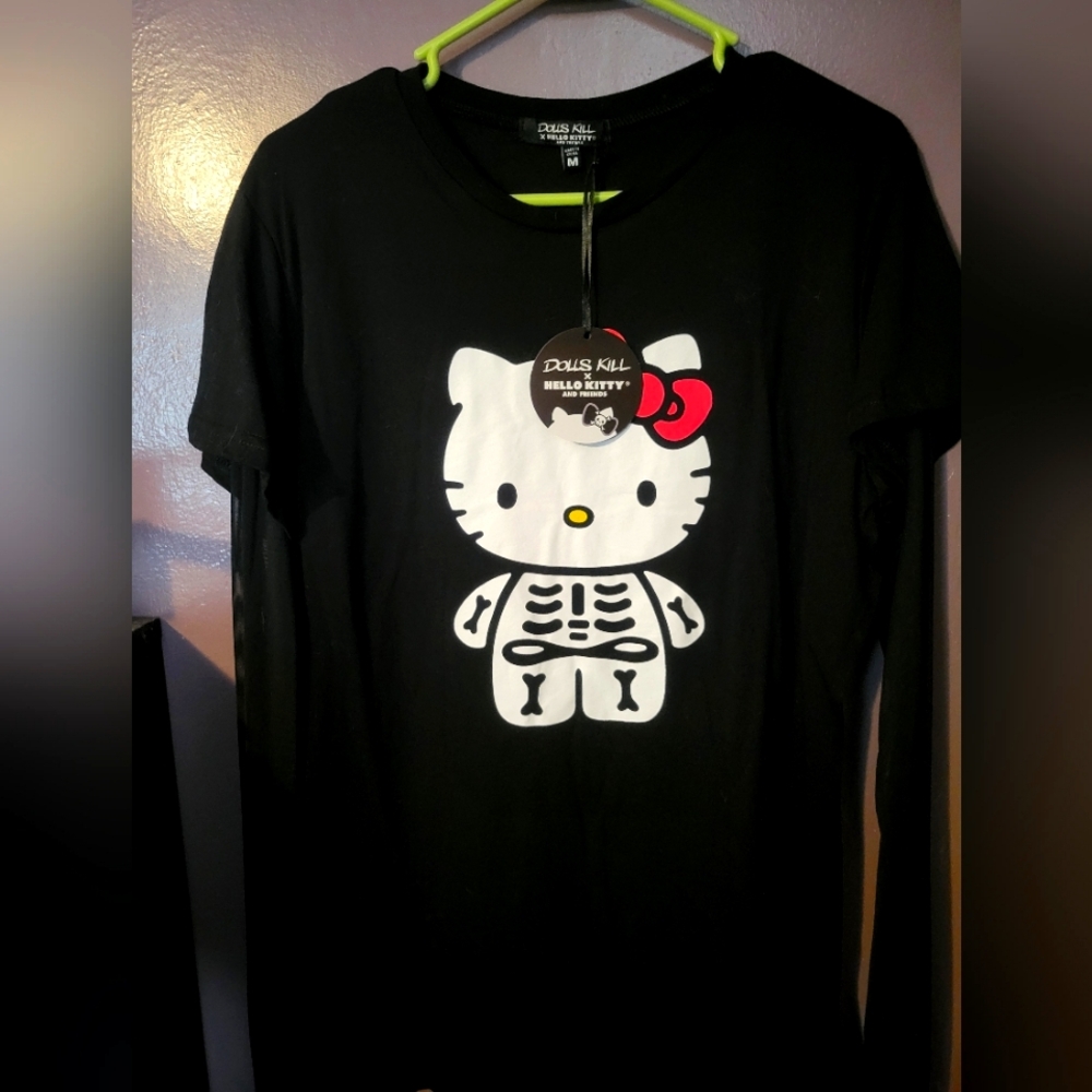 SALE! RARE Dolls Kill Hello Kitty long mesh sleeve shirt Spooky NEW